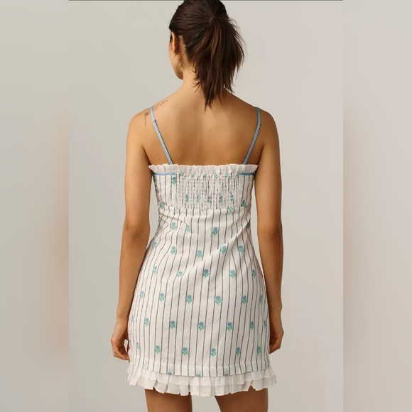 Anthropologie Maeve Sleeveless Jacquard Ruffle-Hem Floral Mini Dress - Picture 2 of 4